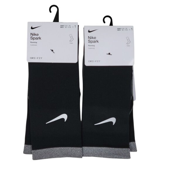 Nike Spark Cushioned Running Crew Socks Men 10-11.5 Women 11.5-13 Reflective 2Pr - Picture 1 of 7